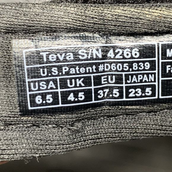 Teva Sandals Women 6.5 Black Gray Open Toe Strappy Shoes Hook & Loop Close - Picture 8 of 11